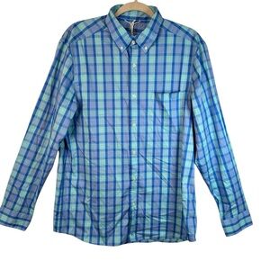 Vineyard Vines On the Go Performance Shirt Andros Blue Classic Check Med NWT